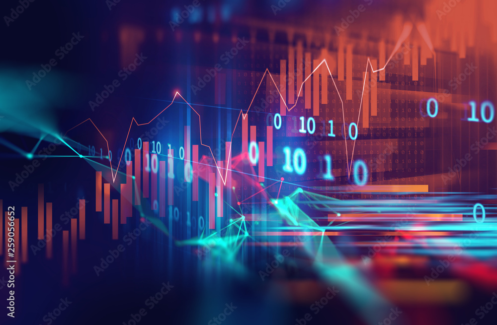 Obraz premium dots and lines connection on abstract technology background.