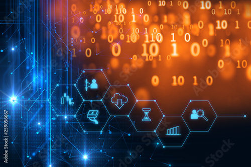 fintech icon  on abstract financial technology background .