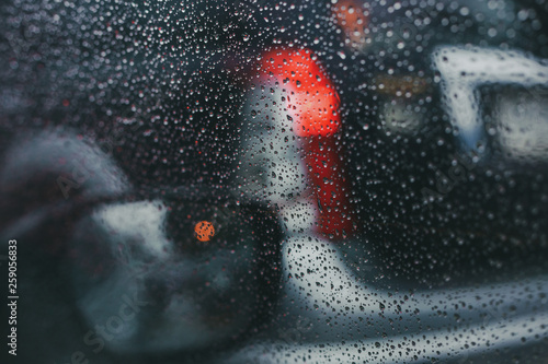 Wallpaper Mural traffic jam in the rainy bad day, rain drop on window car Torontodigital.ca