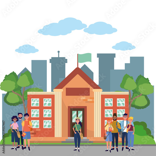 young people friends cartoon