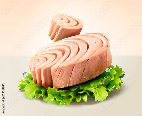 Canned tuna with lettuce photo