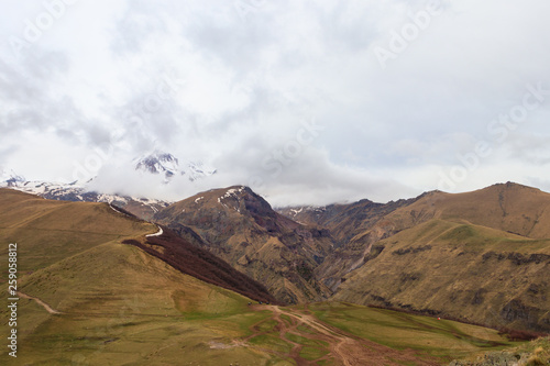 View on mount Kazbek in Caucasus mountains, Georgia