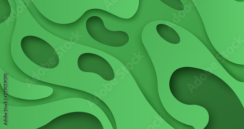 Illustration of green layered paper carve background. paper carve on green background. carving art. paper cut and craft style. vector, illustration.
