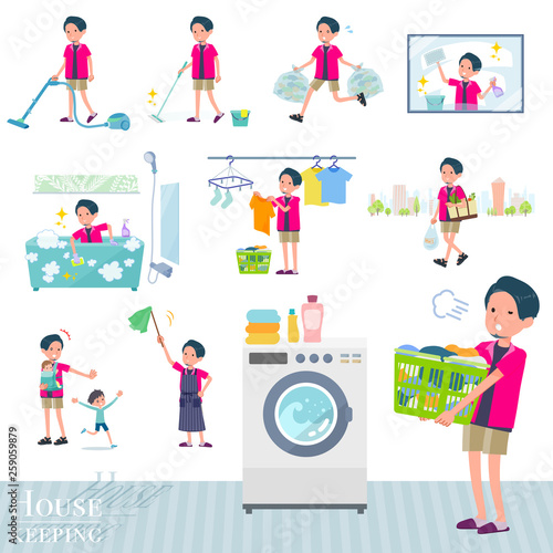 flat type pink shirt man_housekeeping