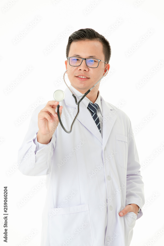 Asian doctor on isolated white background