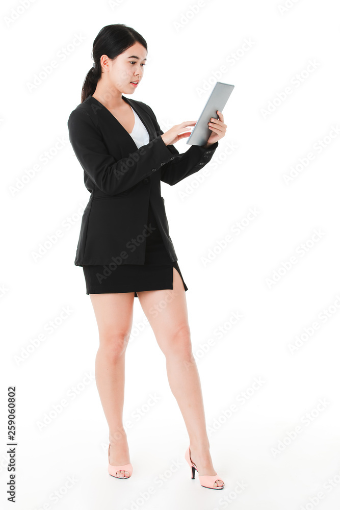 young Asian lady on isolated white background young Asian lady on isolated white background