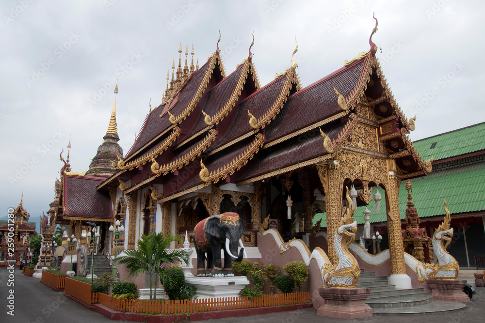 Chiang Mai Thailand, Wat Saen Muang Ma Luang on an overcast day