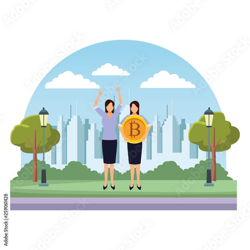 Business people with bitcoins