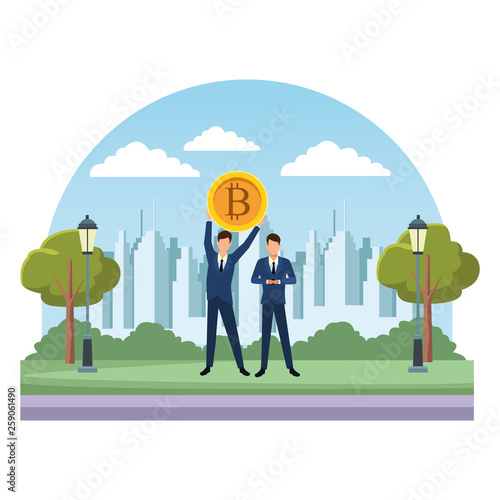 Business people with bitcoins
