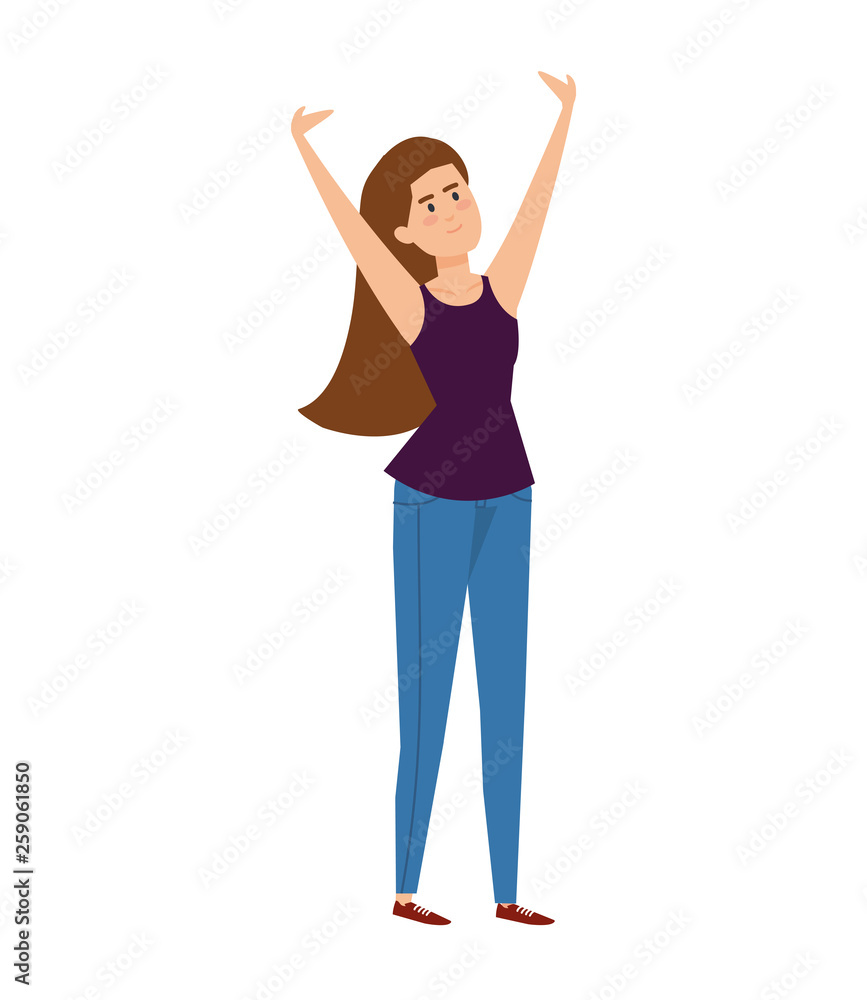 beautiful and young woman celebrating character beautiful and young woman celebrating character