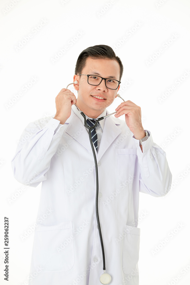 Asian doctor on isolated white background Asian doctor on isolated white background