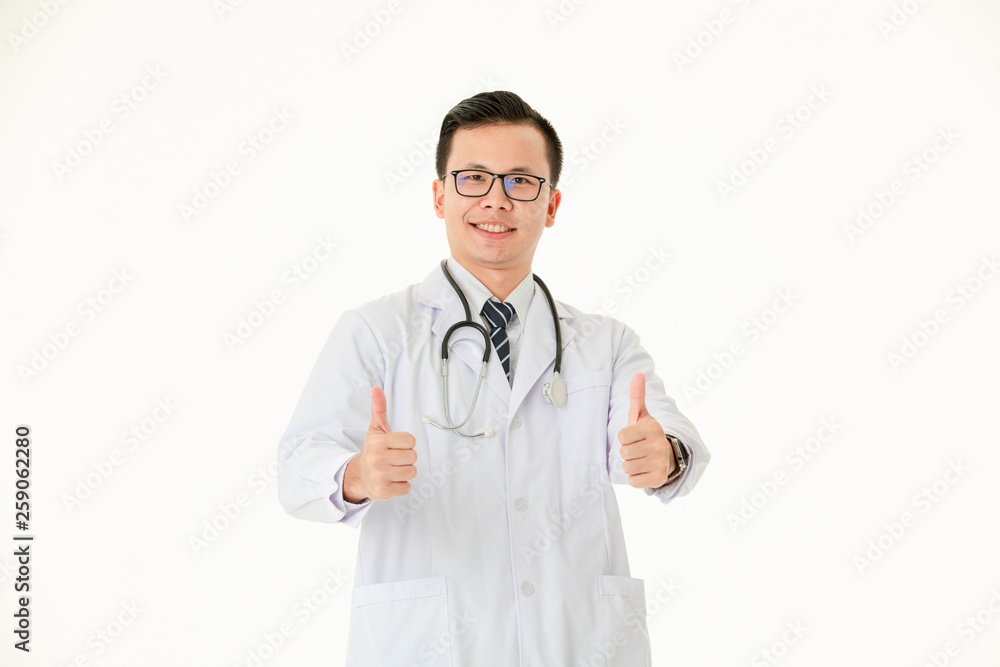 Asian doctor on isolated white background