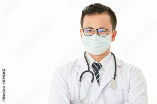 Asian doctor on isolated white background