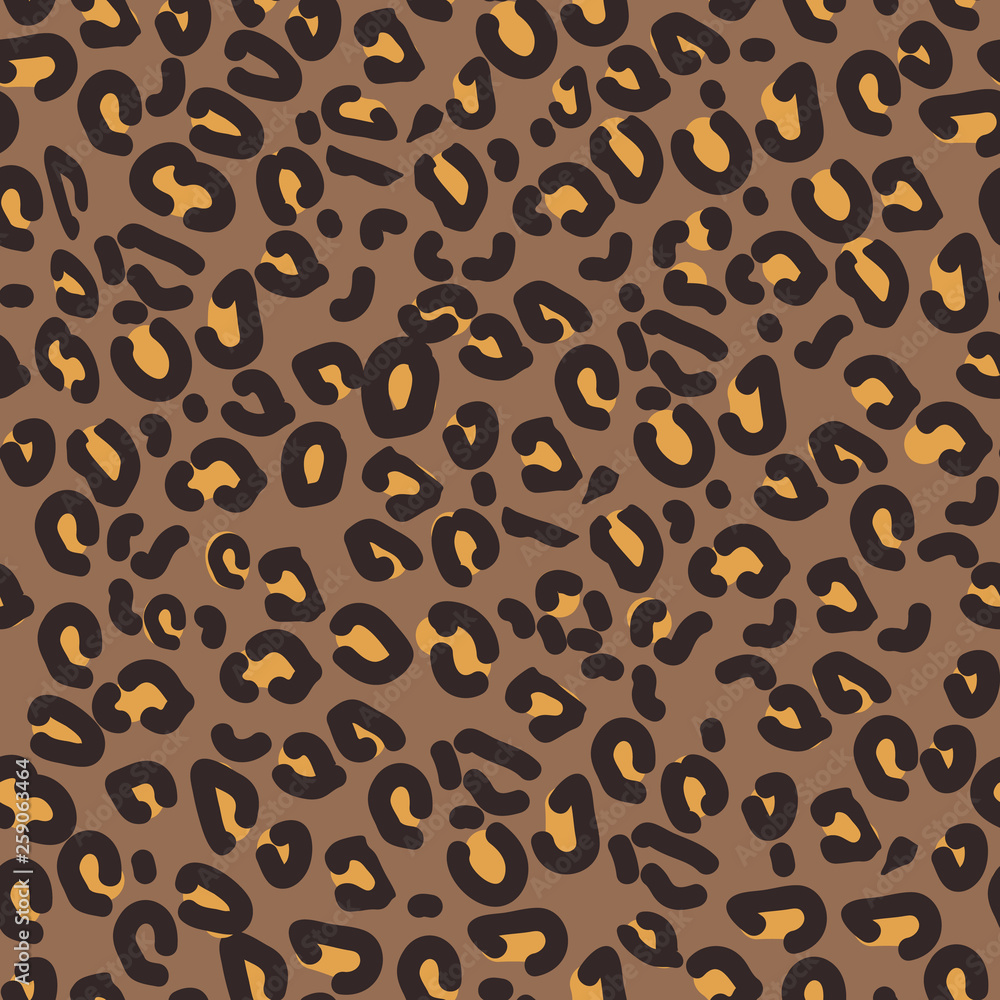 Leopard pattern. Seamless vector print. Realistic animal texture. Black and yellow spots on a beige background. Abstract repeating pattern - leopard skin imitation can be painted on clothes or fabric. Leopard pattern. Seamless vector print. Realistic animal texture. Black and yellow spots on a beige background. Abstract repeating pattern - leopard skin imitation can be painted on clothes or fabric.