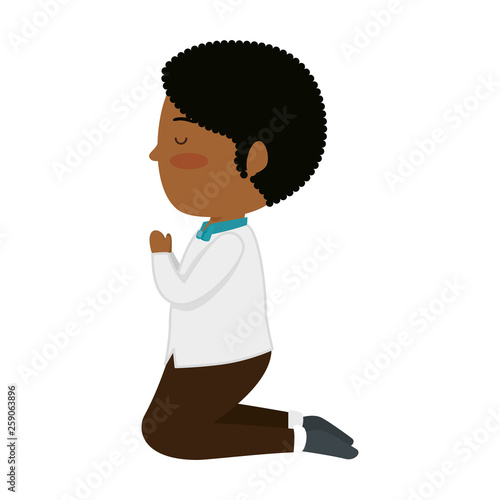 little black boy kneeling first communion