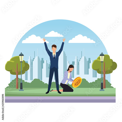 Business people with bitcoins