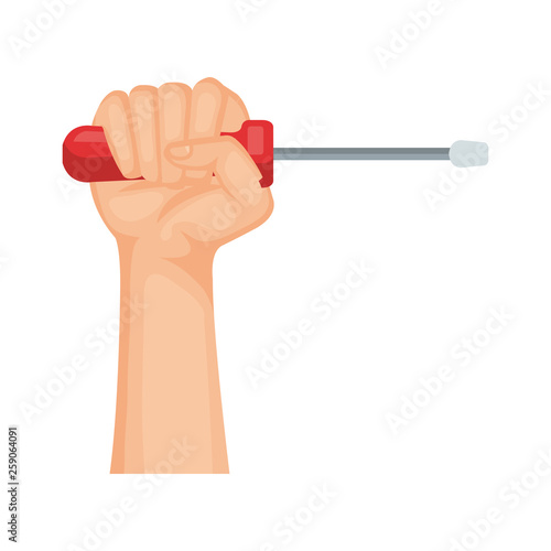 hand with screwdriver tool