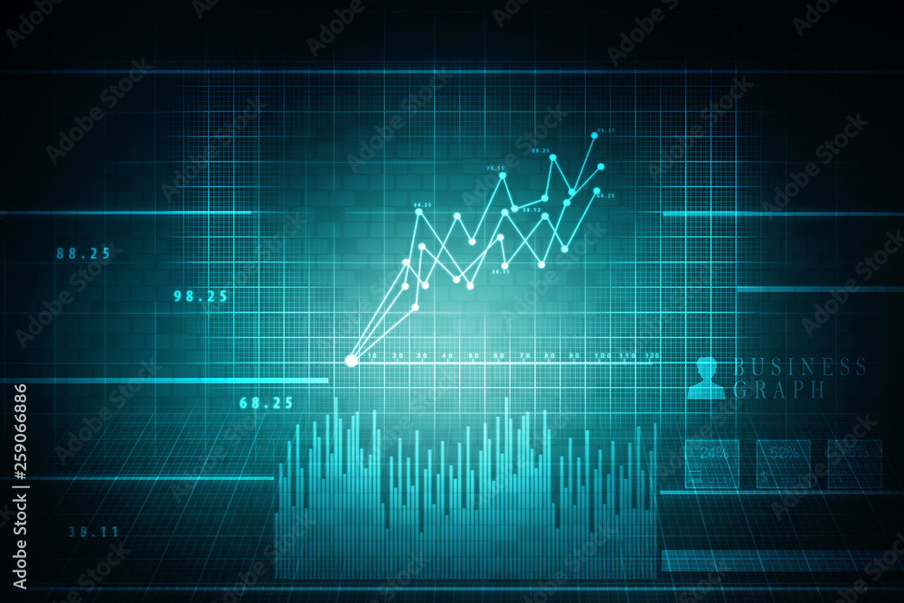 2d rendering Stock market online business concept. business Graph 2d rendering Stock market online business concept. business Graph