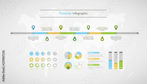 Timeline vector infographic. World map