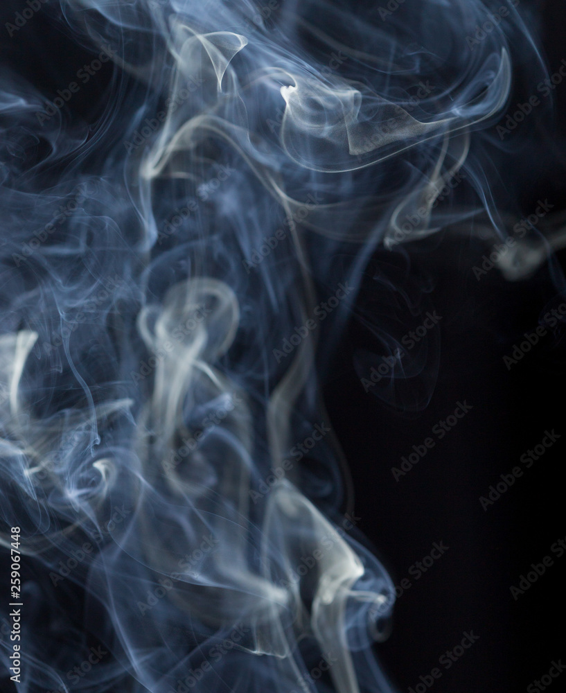 Abstract white smoke on black background