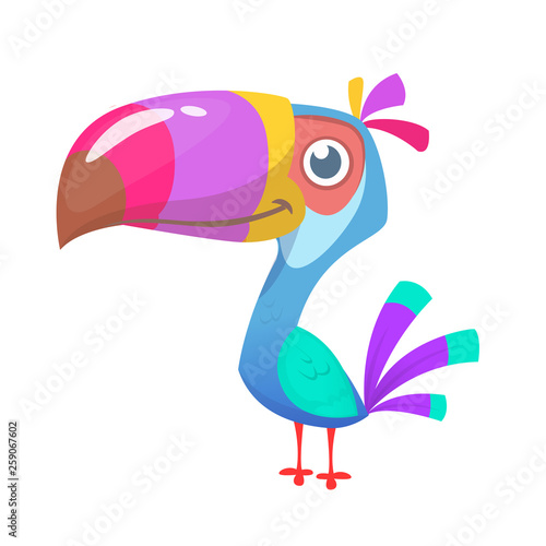 Funny toucan cartoon. Vector bird illustration