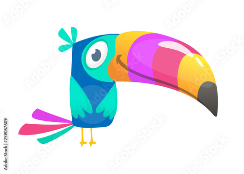 Funny toucan cartoon. Vector bird illustration
