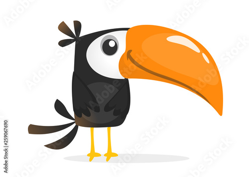 Funny toucan cartoon. Vector bird illustration