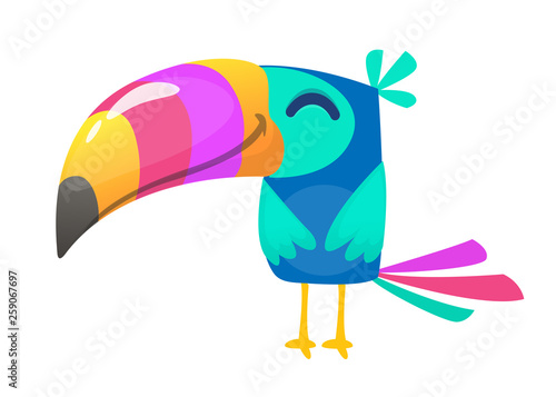 Funny toucan cartoon. Vector bird illustration