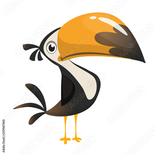 Toucan cartoon. Vector icon of toucan bird. Exotic colorful bird illustration