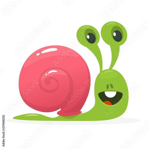 Vector illustration of cute snail cartoon