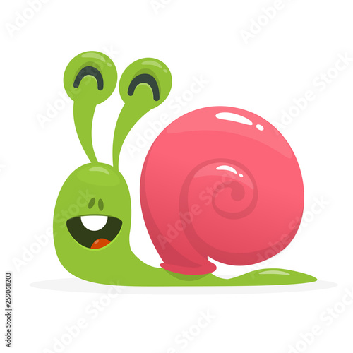 Vector illustration of cute snail cartoon