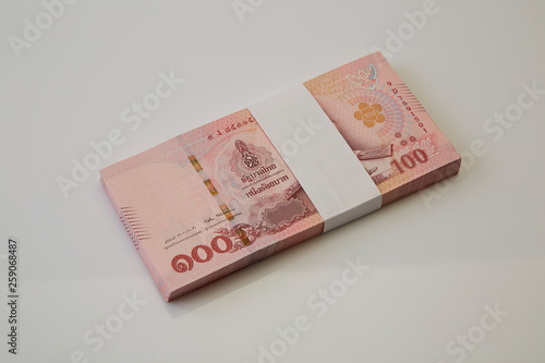 Banknotes of Thailand on white background