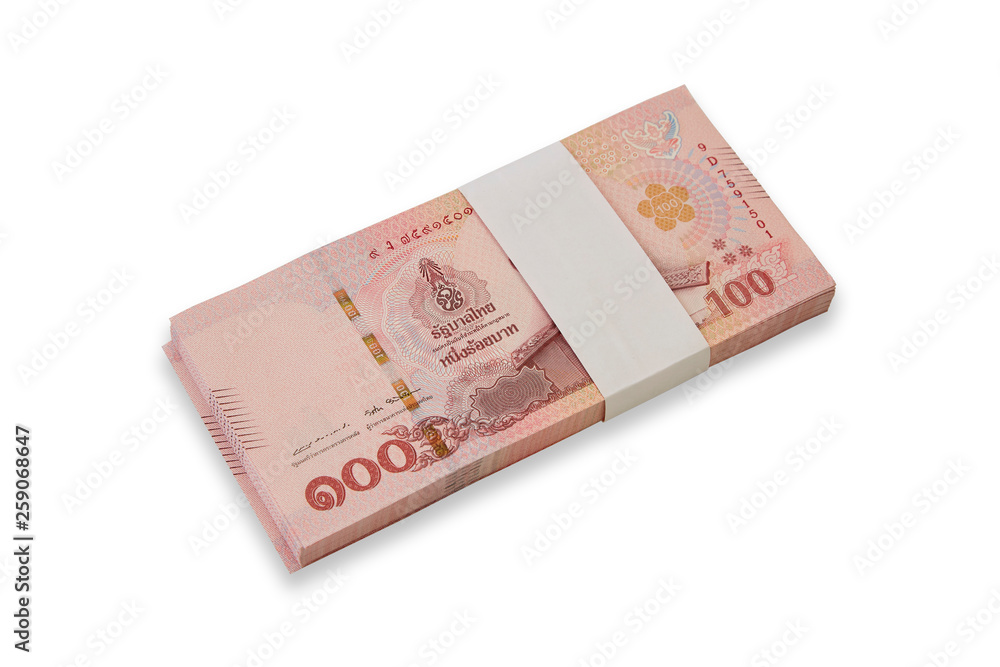 Banknotes of Thailand on white background Banknotes of Thailand on white background