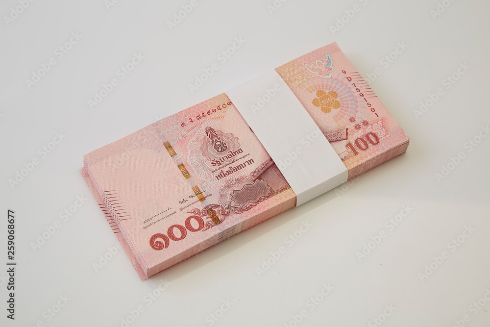 Banknotes of Thailand on white background Banknotes of Thailand on white background