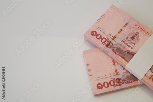 Banknotes of Thailand on white background