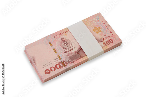 Banknotes of Thailand on white background