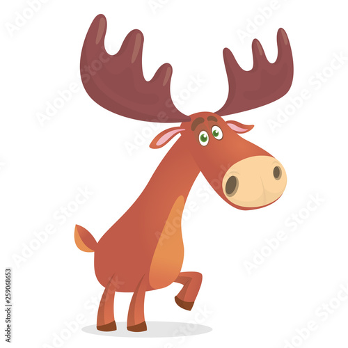 Cute deer. Cartoon comic style forest animal character. Reindeer male mascot. Zoo and wild animal vector illustration