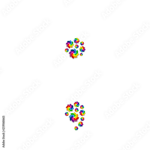 Alphabet set letter Punctuation semicolons, Turbine paper pattern, Renewable wind power concept design illustration isolated on white background, vector eps 10
