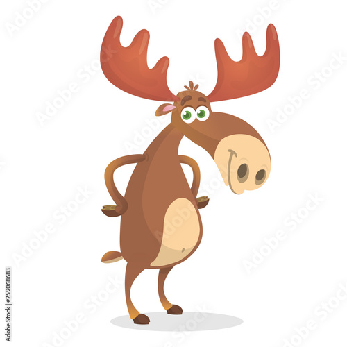 Funny carton moose. Vector illustration isolated