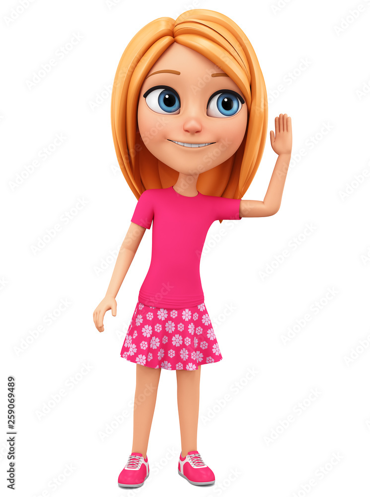 Cartoon character girl overhears. 3d rendering. Illustration for advertising. Cartoon character girl overhears. 3d rendering. Illustration for advertising.