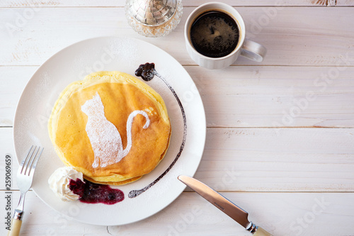 cat art on pancakes