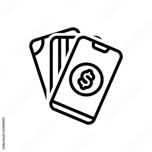 Black line icon for payment salary