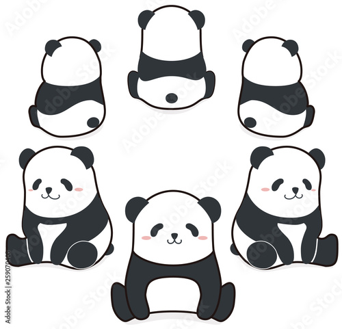 Fototapeta Naklejka Na Ścianę i Meble -  Cute funny cartoon style panda bear sitting in the circle vector illustration