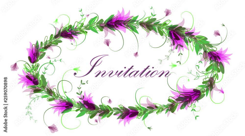Oval frame with beautiful abstract flowers. White background. Blank for greeting design. Postcard, invitation, wedding, happy Birthday. Vector illustration. Oval frame with beautiful abstract flowers. White background. Blank for greeting design. Postcard, invitation, wedding, happy Birthday. Vector illustration.