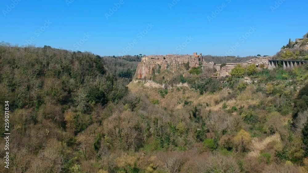 Calcata, medieval italian village in Viterbo province, Lazio ,Italy. Aerial view Calcata, medieval italian village in Viterbo province, Lazio ,Italy. Aerial view