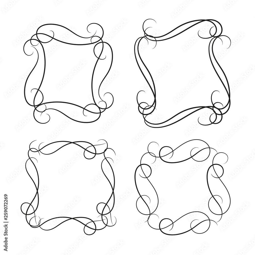 Set of frame curls and scrolls element. Set of frame curls and scrolls element.