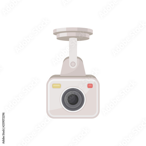 Surveillance camera outdoors and indoors. CCTV concept.