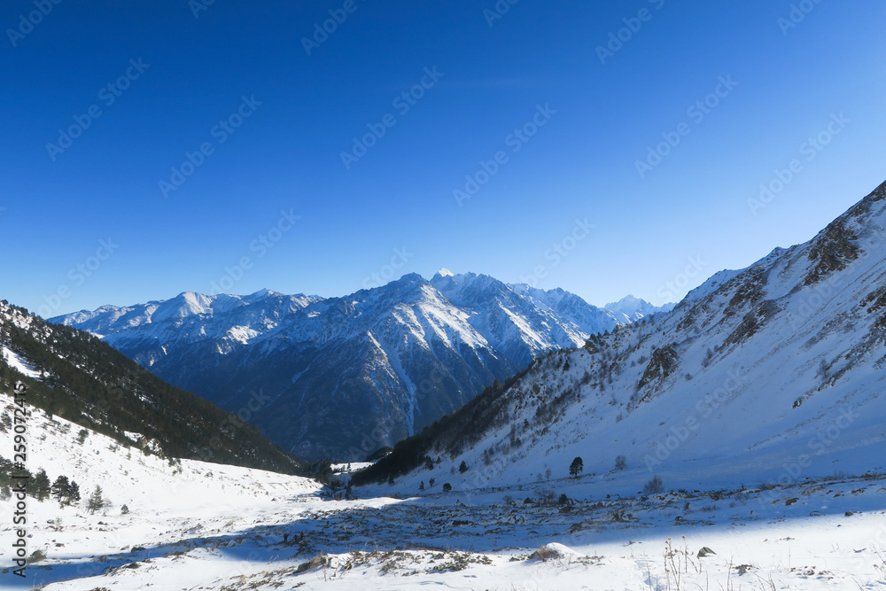 Syltran mountain ridge view. Caucasian Mountains. Russia