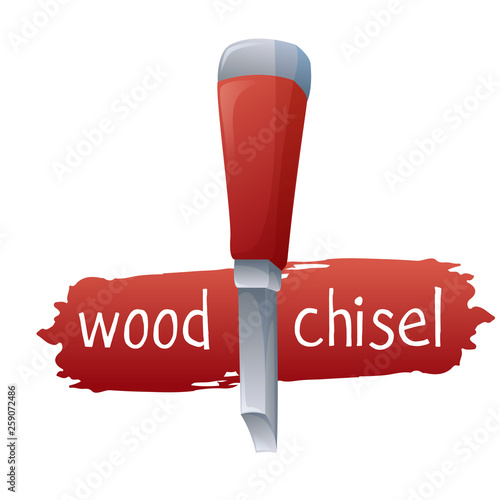 Wood chisel icon in cartoon style. Tools for repair.