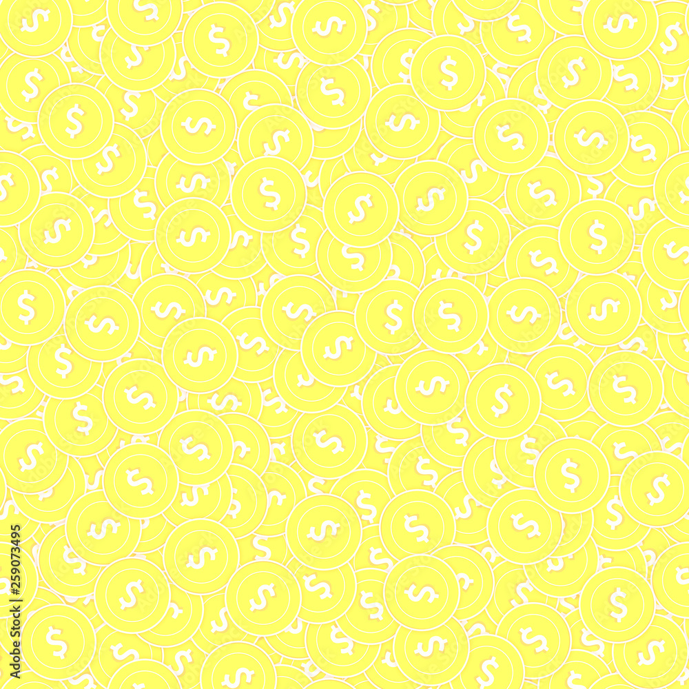 American dollar gold coins seamless pattern. Fine 